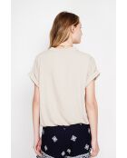 Josée beigefarbenes Hemd aus Leinenmischung mit tunesischem Kragen