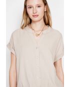 Josée beigefarbenes Hemd aus Leinenmischung mit tunesischem Kragen