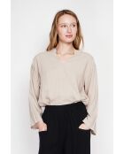 Blouse coupe ample col V en lin mélangé Yvonne lin
