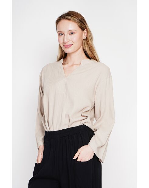 Blouse coupe ample col V en lin mélangé Yvonne lin