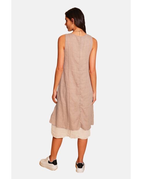 Casual jurken met v-hals in wit linnen