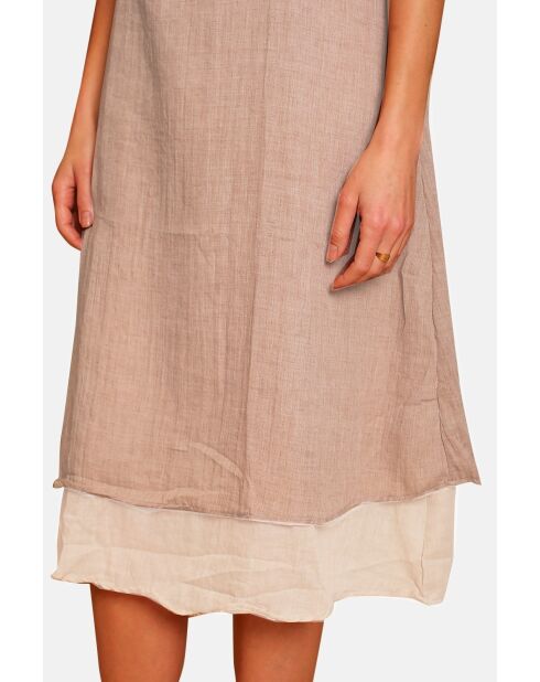 Casual jurken met v-hals in wit linnen