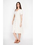 Simone beige linnen lange jurk