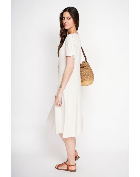 Simone beige linnen lange jurk