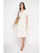 Simone beige linnen lange jurk