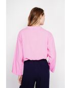 Yvonne Fushia Loose Fit Bluse aus Leinenmischung mit V-Ausschnitt