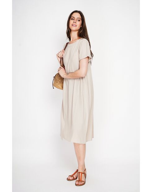 Violettes Cut-Out-Kleid aus Leinenmischung