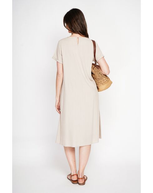 Violettes Cut-Out-Kleid aus Leinenmischung