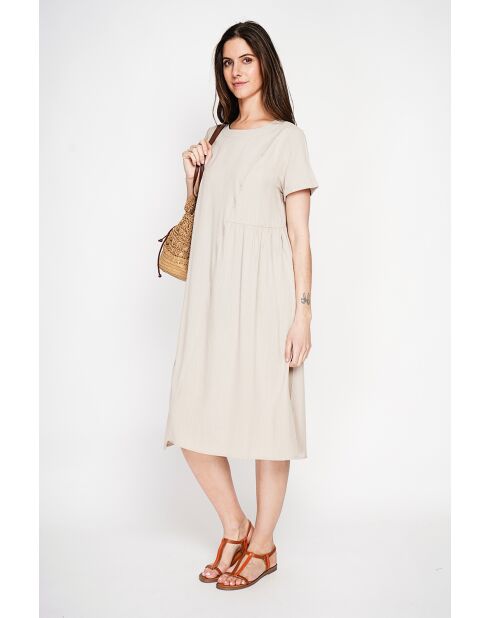 Violettes Cut-Out-Kleid aus Leinenmischung