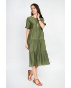 Langes Kleid Francine aus Leinenmischung in Khaki