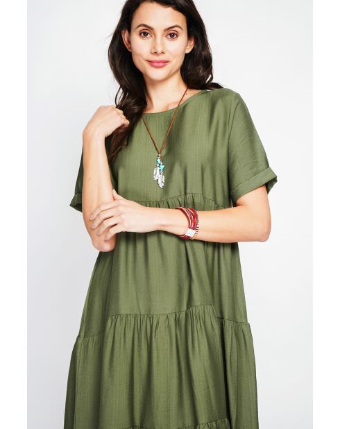 Langes Kleid Francine aus Leinenmischung in Khaki