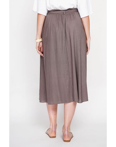 Isabelle cacao lange uitlopende linnen rok
