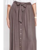 Isabelle cacao lange uitlopende linnen rok