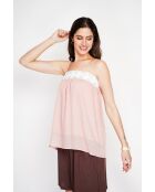 Bernadine opalrosa Spitzenhosenträger aus Leinen