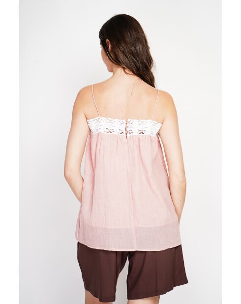 Bernadine opalrosa Spitzenhosenträger aus Leinen