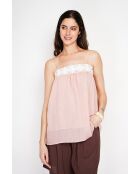 Bernadine opalrosa Spitzenhosenträger aus Leinen
