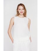 Sandrine witte linnen S- en M-top met ronde hals