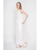 Sandrine witte linnen S- en M-top met ronde hals