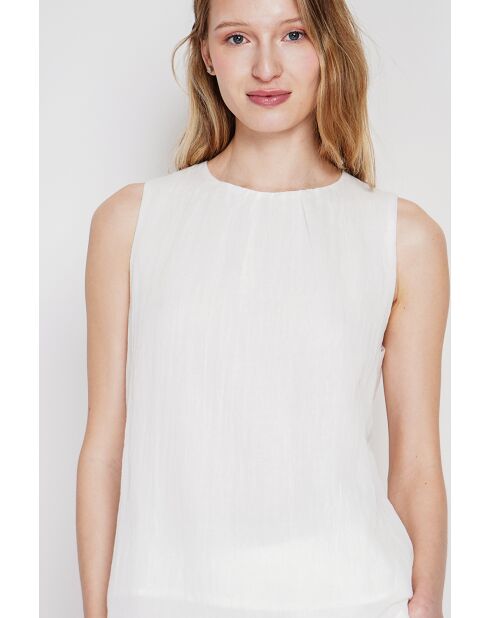 Sandrine weißes Leinenoberteil S und M mit Rundhalsausschnitt