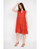 Henriette Rooibos Kleid mit tunesischem Kragen aus Leinenmischung