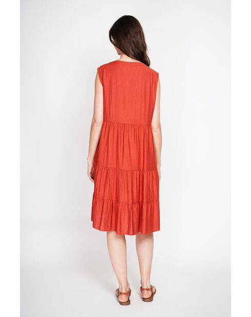 Henriette Rooibos Kleid mit tunesischem Kragen aus Leinenmischung