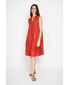 Henriette Rooibos Kleid mit tunesischem Kragen aus Leinenmischung