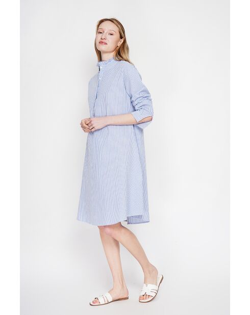 Josette Marine Kleid aus Leinenmischung mit Foufo-Kragen