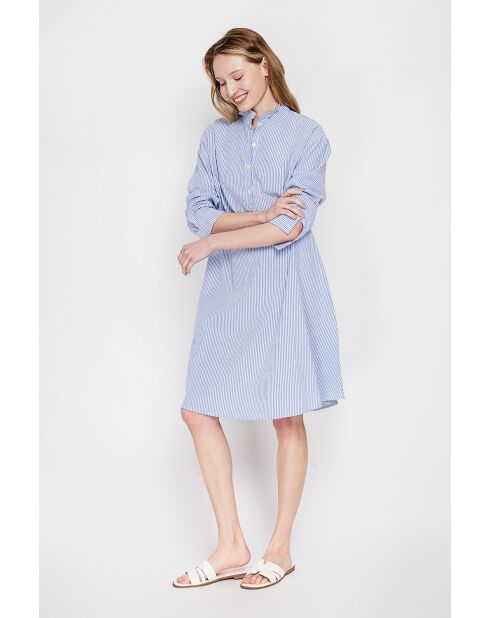 Josette Marine Kleid aus Leinenmischung mit Foufo-Kragen
