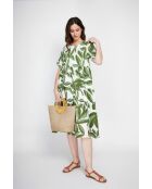 Renée smaragdgrünes langes Kleid aus Leinenmischung