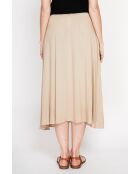 Georgette rok met lange taille in camelkleurige linnenmix