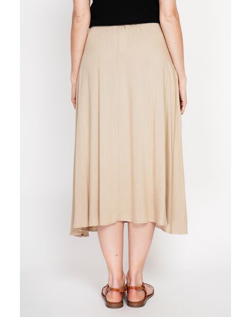 Georgette rok met lange taille in camelkleurige linnenmix