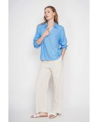 Blouse col chemise en lin Andrée azur