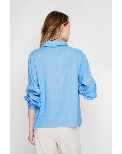 Blouse col chemise en lin Andrée azur