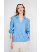 Blouse col chemise en lin Andrée azur
