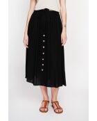Isabelle zwarte uitlopende linnen lange rok