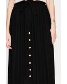 Isabelle zwarte uitlopende linnen lange rok