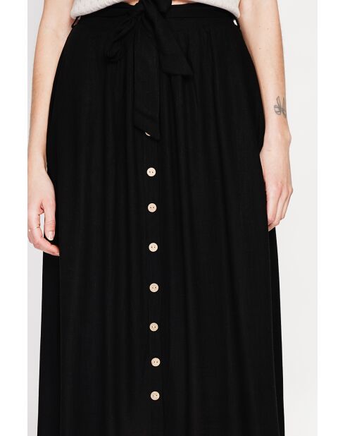 Isabelle zwarte uitlopende linnen lange rok