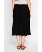 Isabelle zwarte uitlopende linnen lange rok