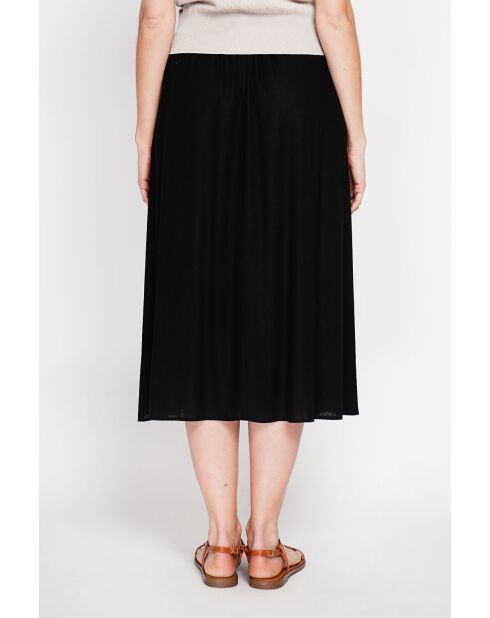 Isabelle zwarte uitlopende linnen lange rok