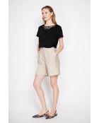 Sylvie schwarzes T-Shirt mit Rundhalsausschnitt aus Leinenmischung