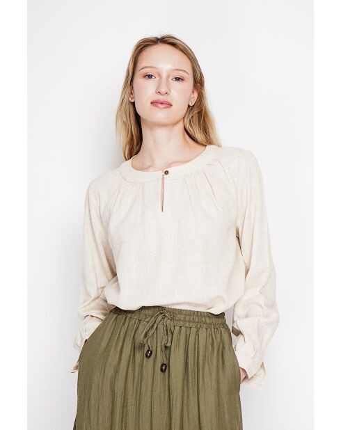 Suzette beige blouse van Tunesisch linnen