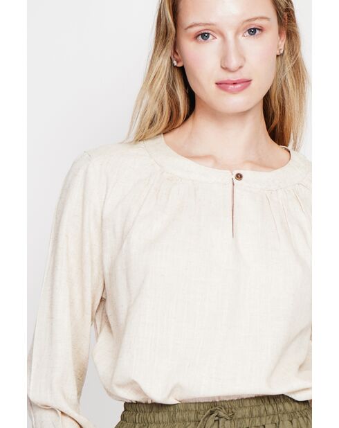 Suzette beige blouse van Tunesisch linnen
