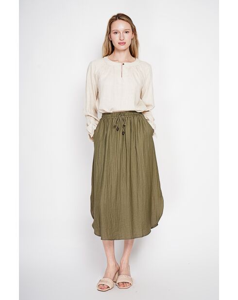 Suzette beige blouse van Tunesisch linnen