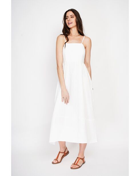Robe Longue d'Été en lin mélangé Danielle blanche
