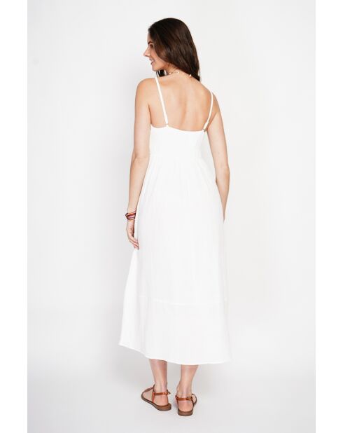 Robe Longue d'Été en lin mélangé Danielle blanche