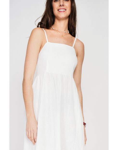 Robe Longue d'Été en lin mélangé Danielle blanche