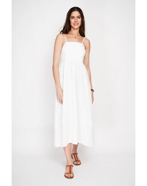 Robe Longue d'Été en lin mélangé Danielle blanche