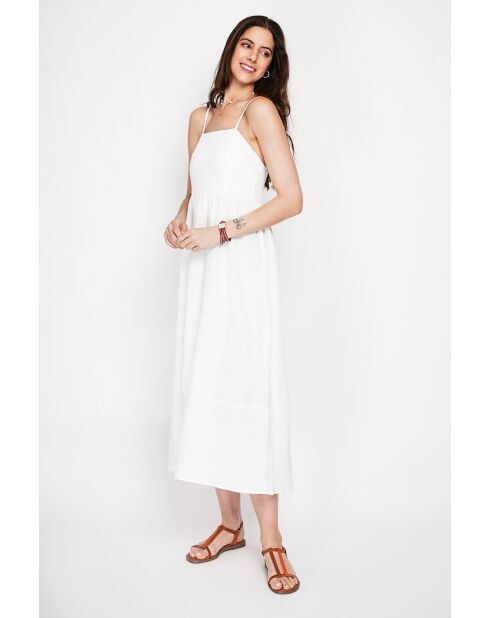 Robe Longue d'Été en lin mélangé Danielle blanche