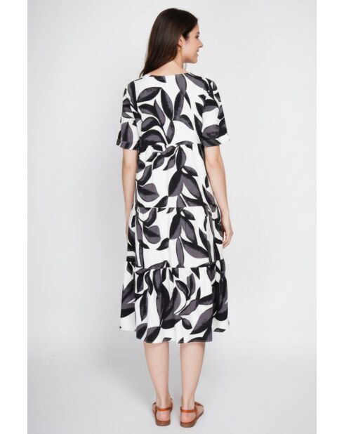 Renée schwarzes langes Kleid aus einer Leinenmischung