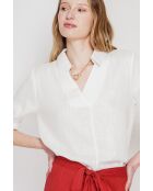 Blouse col chemise en lin Andrée blanche